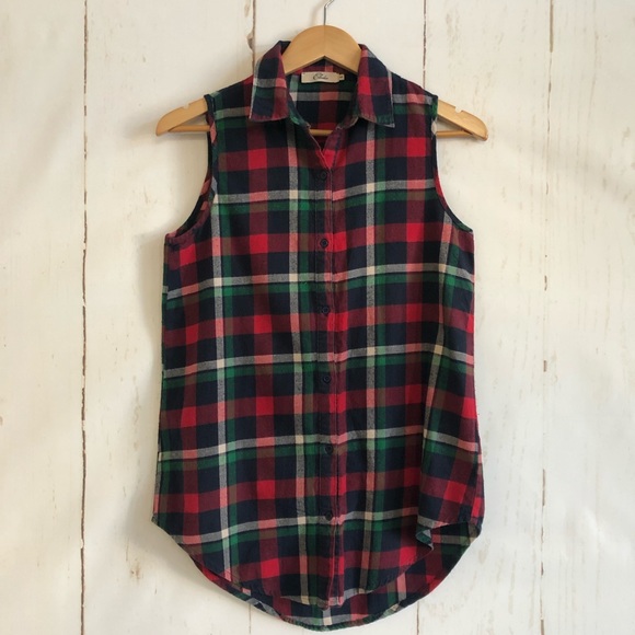 Elodie Tops - Elodie Sleeveless Plaid Flannel Tunic